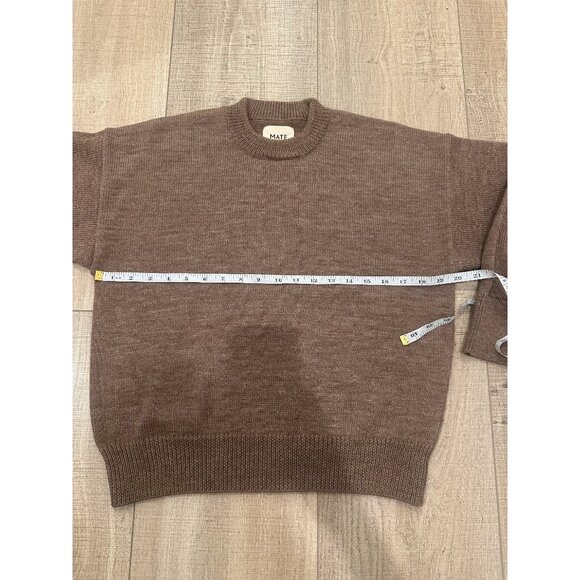 Mate Women's Brown Merino Soft Perfect Crew Neck Pullover Sweaters Size Small - Picture 4 of 7